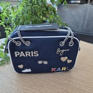 Karl Lagerfeld Navy Crossbody with Paris & KARL Patches